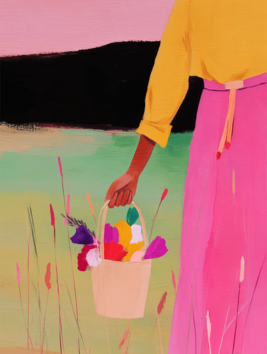 Un panier rempli de fleurs sauvages