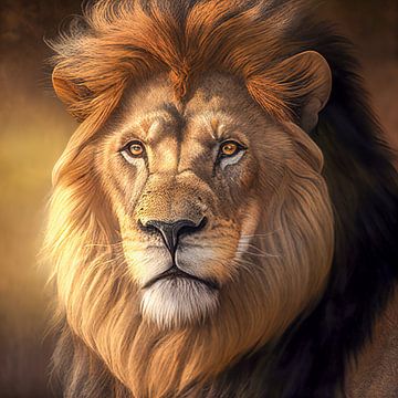 Portrait of a Lion, illustration by Animaflora PicsStock