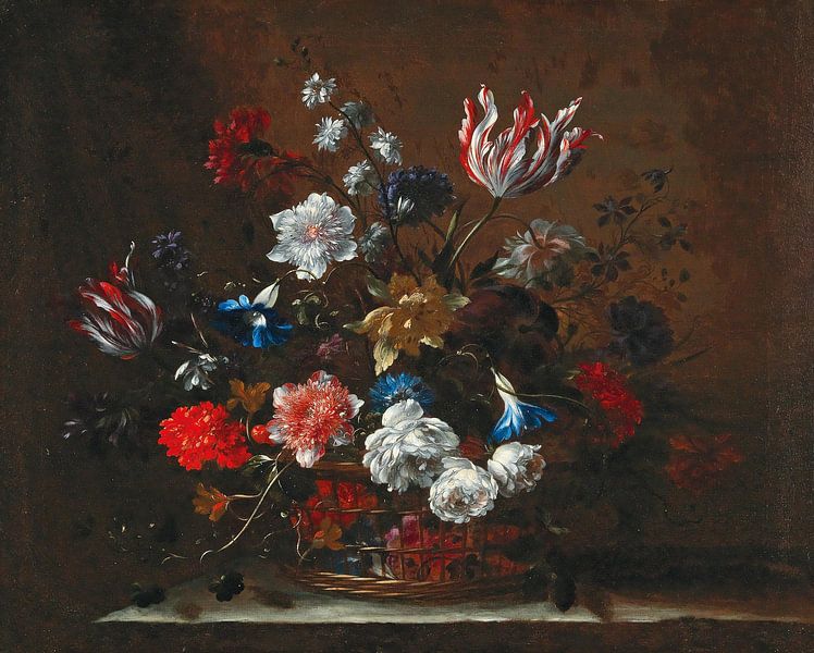 Flowers in a basket, Nicolas Baudesson by Masterful Masters