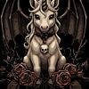 Gothic eenhoorn met vleermuisvleugels en rozen van Pixelbull Design
