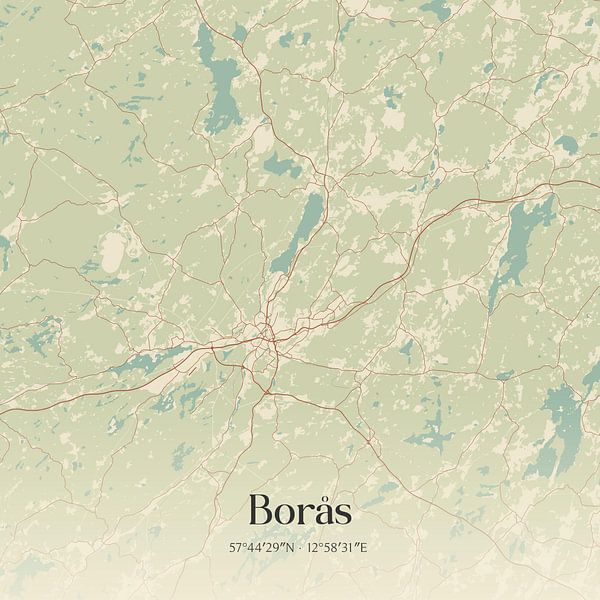 Carte d'époque de Borås, Suède. par Affiches de lieux