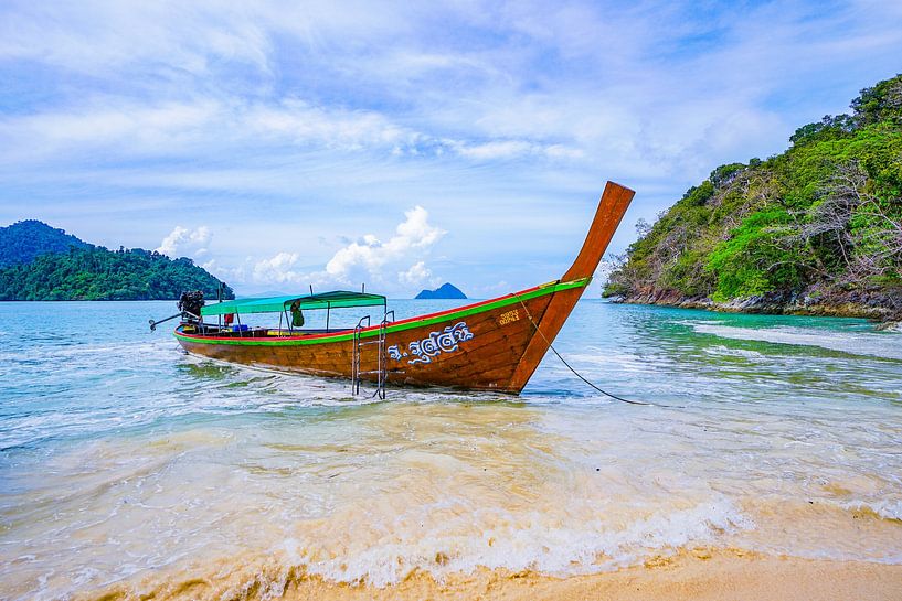 A boat in Thailand at the beach by Barbara Riedel