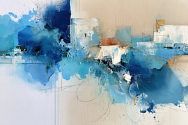 Blauer Horizont – Abstrakt in Beige und Blau