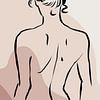 Nude Woman Line Art Drawing With Abstract Shapes In Earth Colors by Diana van Tankeren