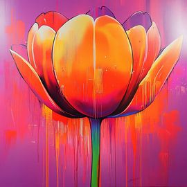 Abstract flower colourful tulip by Wilma Mesman