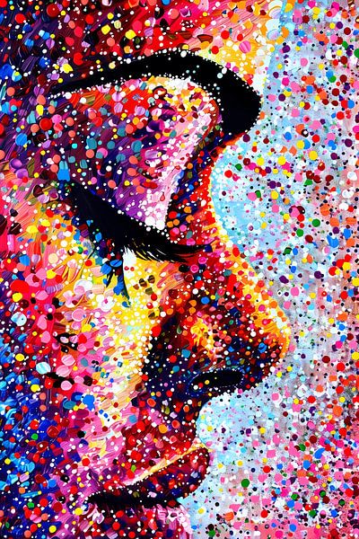 Buntes abstraktes Porträt eines Gesichts von Art & Soul Creations