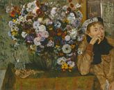 Eine Frau gesetzt neben einer Vase mit Blumen (Madame Paul Valpinçon?), Edgar Degas von Meisterhafte Meister Miniaturansicht
