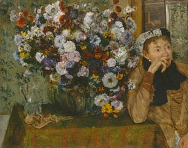 A Woman Seated beside a Vase of Flowers (Madame Paul Valpinçon?), Edgar Degas