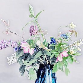 Blumenstrauß in Pastelltönen von Hanneke Luit