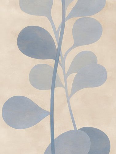 Minimalistische plantvormen in zachte blauwtinten van But First Framing