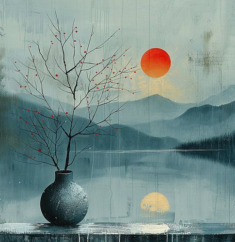 Winter's Echo in Crimson Dots