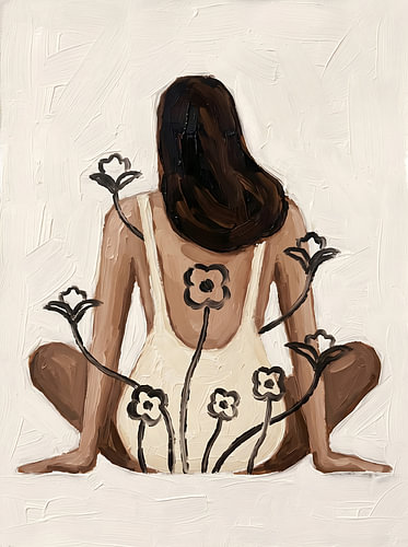 Vrouw met bloeiende bloemen