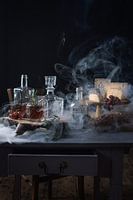 Still life drink and cheese