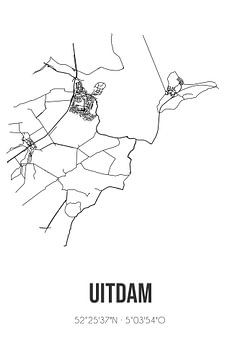 Uitdam (Noord-Holland) | Carte | Noir et blanc sur Rezona