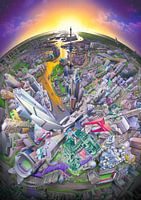 Illustratie Rotterdam in Vogelvlucht