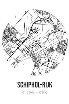 Schiphol-Rijk (Noord-Holland) | Carte | Noir et blanc sur Rezona