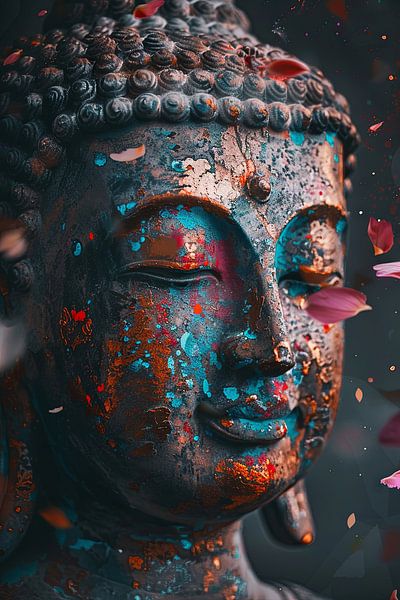 Farben der Erleuchtung - Buddha-Statue von Poster Art Shop
