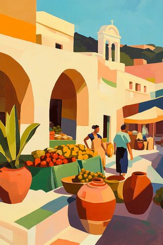 Marketplace blaze of colour by Poster Art Shop