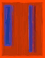 Abstract schilderij met rood en blauw