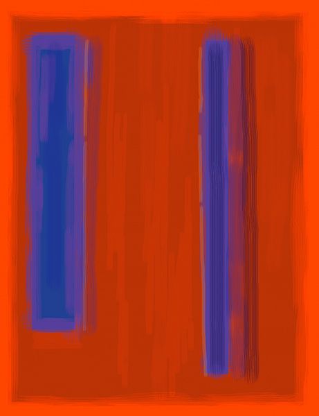 Abstrakte Malerei mit roten und blauen von Rietje Bulthuis