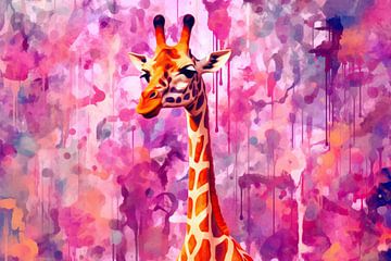 Giraffe painted Photoshoot | Abstracte kunst van Blikvanger Schilderijen