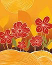 Rode bloemen in de zon abstract landschap van Tanja Udelhofen thumbnail