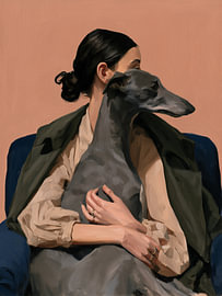 Vrouw met een windhond van IamHomeStudio