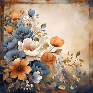 Bunte romantische Blumenszene