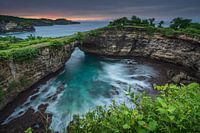 Broken beach at sunrise on Nusa Penida island, Bali, Indonesia