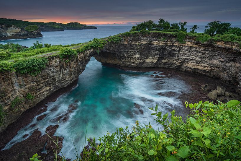 Broken beach at sunrise on Nusa Penida island, Bali, Indonesia by Anges van der Logt