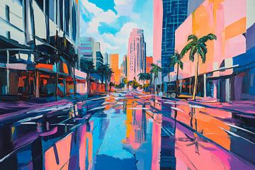 Stedelijke reflecties - Levendige kleuren van Poster Art Shop