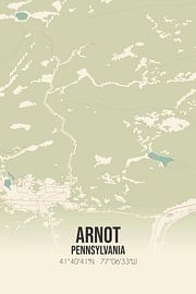 Alte Karte von Arnot (Pennsylvania), USA. von Ortsdrucke