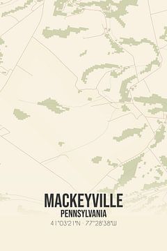 Vintage landkaart van Mackeyville (Pennsylvania), USA. van MijnStadsPoster