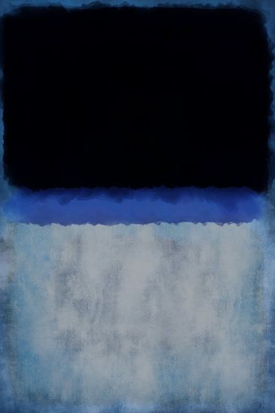 Color blocks in black, cobalt blue and white. Abstract in neutrals. by Dina Dankers