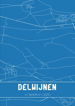 Blaupause | Karte | Delwijnen (Gelderland) von Rezona