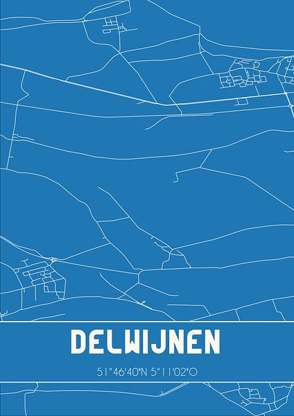 Blauwdruk | Landkaart | Delwijnen (Gelderland) van Stad & Wand