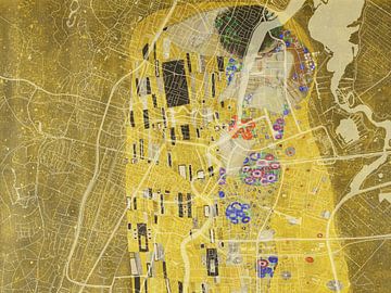 Kaart van Haarlem met de Kus van Gustav Klimt van Map Art Studio