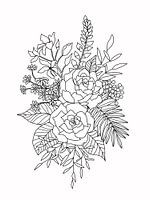 Bloemenboeket illustratie in zwart wit
