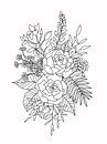 Bloemenboeket illustratie in zwart wit van KPstudio thumbnail