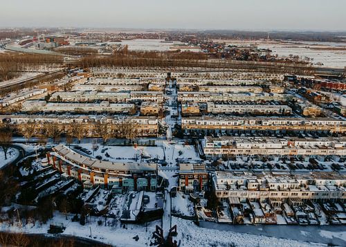 De Walvisbuurt Amsterdam, woonwijk architectuur in de sneeuw