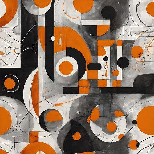 Oranje en Zwart in Geometrische Patronen