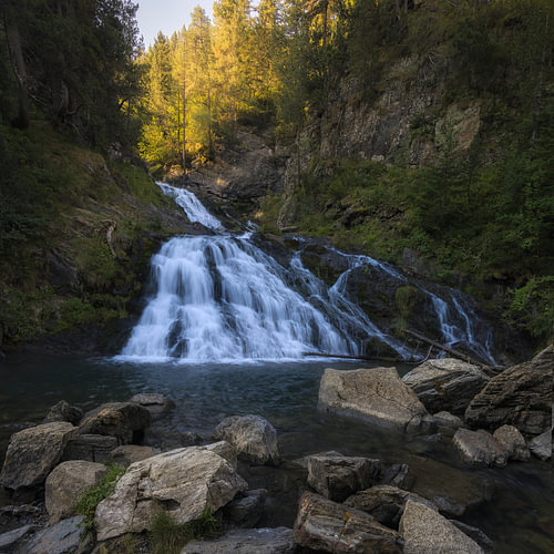 Enchanting Besurta Waterfall Cascades Through Benasque Valley, S