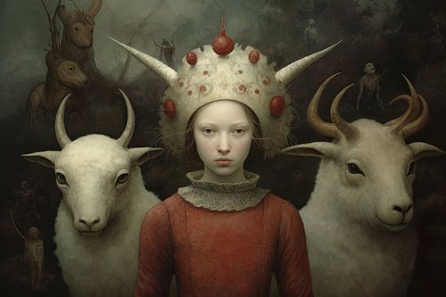 Teuflische Szene mit einem hübschen Mädchen