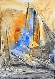 Segelboote mit Möven  von Axel Scharfe