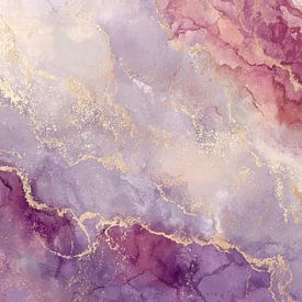 Art abstrait en marbre violet et doré Texture sur Eva Lee