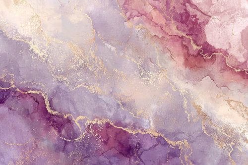 Abstract Marble Art Purple Gold Texture by Eva Lee