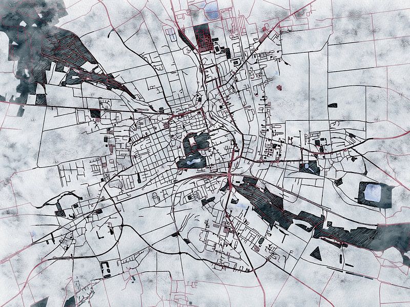 Kaart van Gotha in de stijl 'White Winter' van Maporia