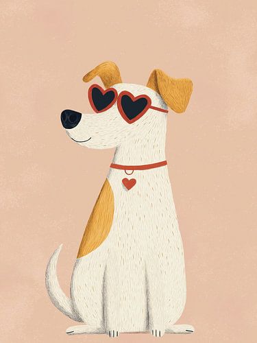 Hond met hartvormige zonnebril