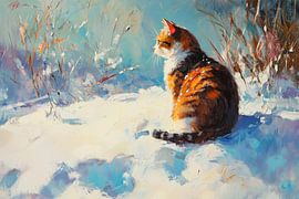 Katze im Schnee von Poster Art Shop