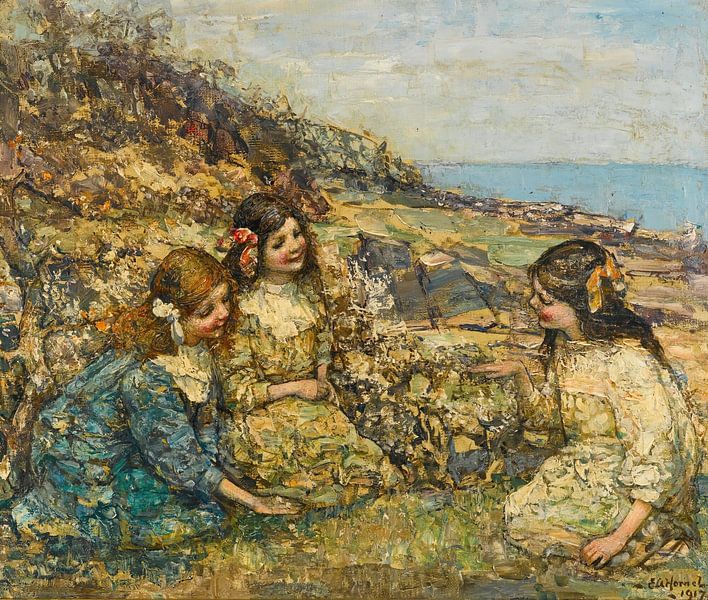 Blowing The Dandelion, Edward Atkinson Hornel by All the Masters